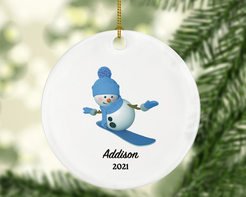 Snowboard Christmas Ornament Personalized, Snowboard Trip Vacation, Winter Sports Ornament