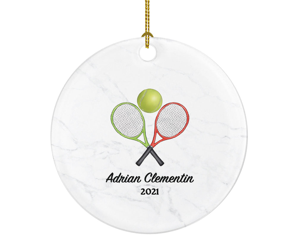 Tennis Player Racket with Ball Gamer Christmas Ornament - Personalized Sports Custom Name Gift Coach Team Hobby Fan Gift