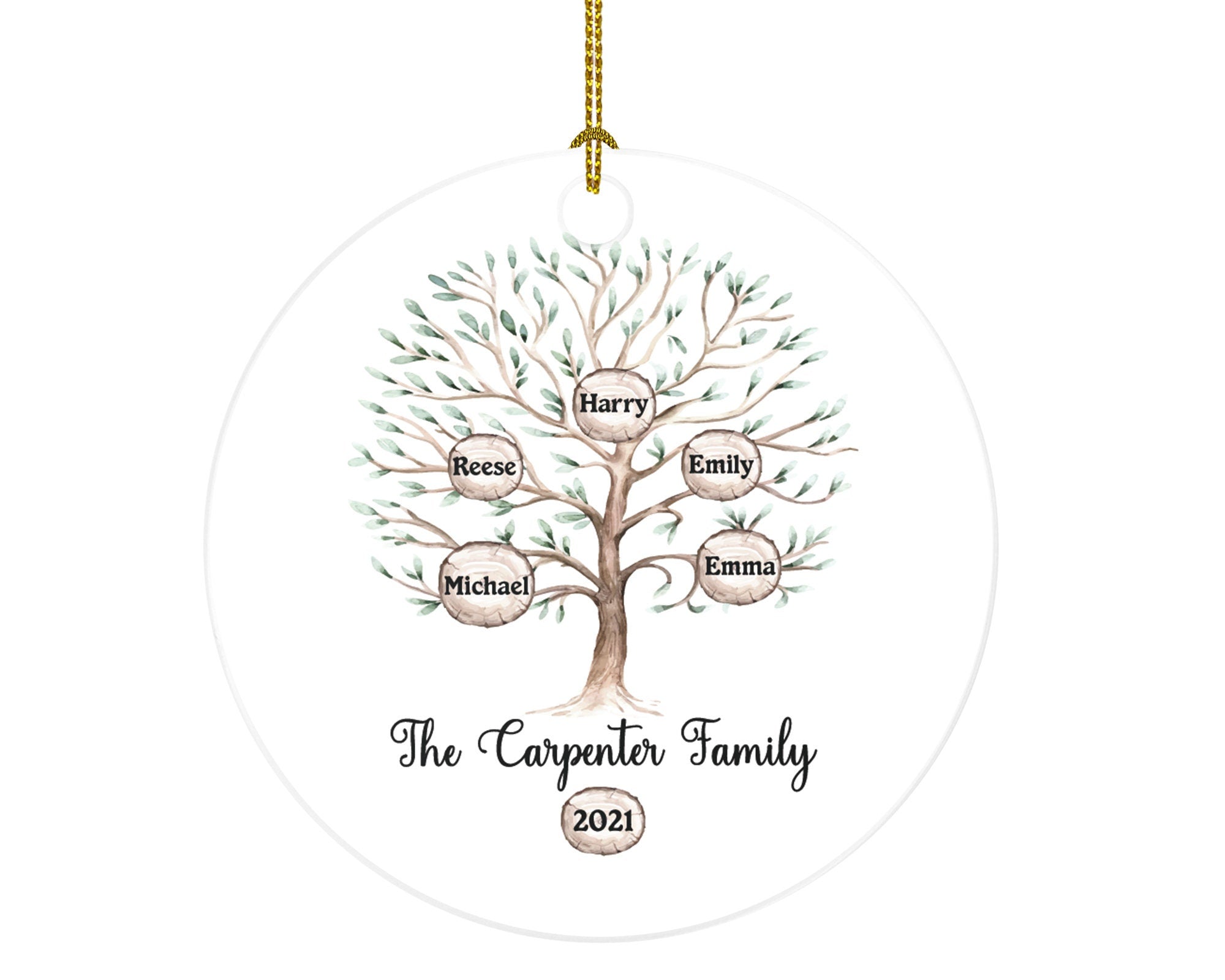 Family Tree Christmas Ornament Personalized - Custom Names of Family Our First Ornament Gift for Family