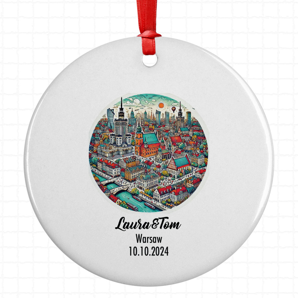 Warsaw, Poland, Ornament, Engagement, Married, Travel, Gift for Engaged Couple, Engagement Gift, Trip, Vacation Souvenir