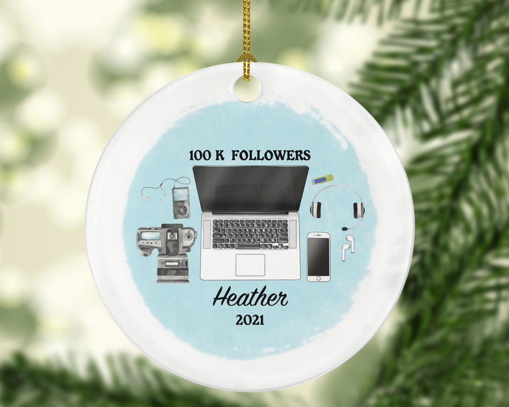 Video Creator Social Media Influencer Youtuber Ornament, Youtube Addict Followers Vlog Vlogger Blogger Christmas Personalized Gift