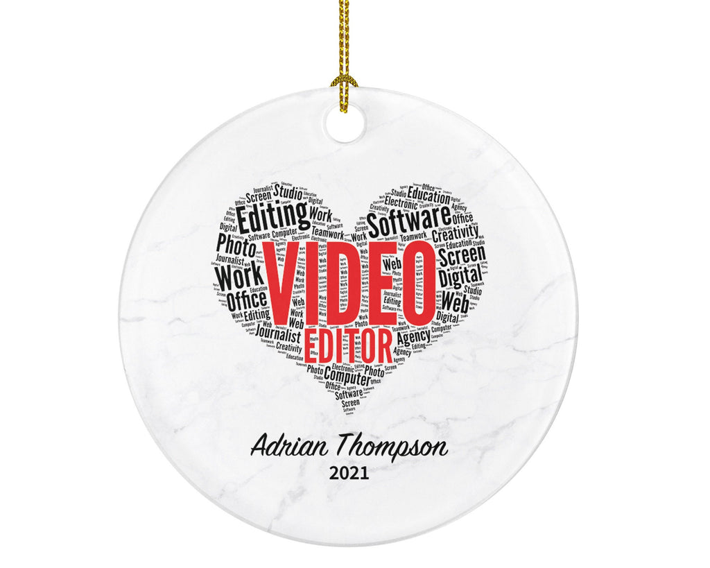 Video Editor Christmas Ornament Personalized - Video Editing Gift - Custom Name Year