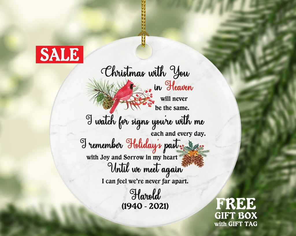 Christmas with You In Heaven, Memorial Ornament, Floating Christmas In Memory of, Remembrance Gift Personalized Custom