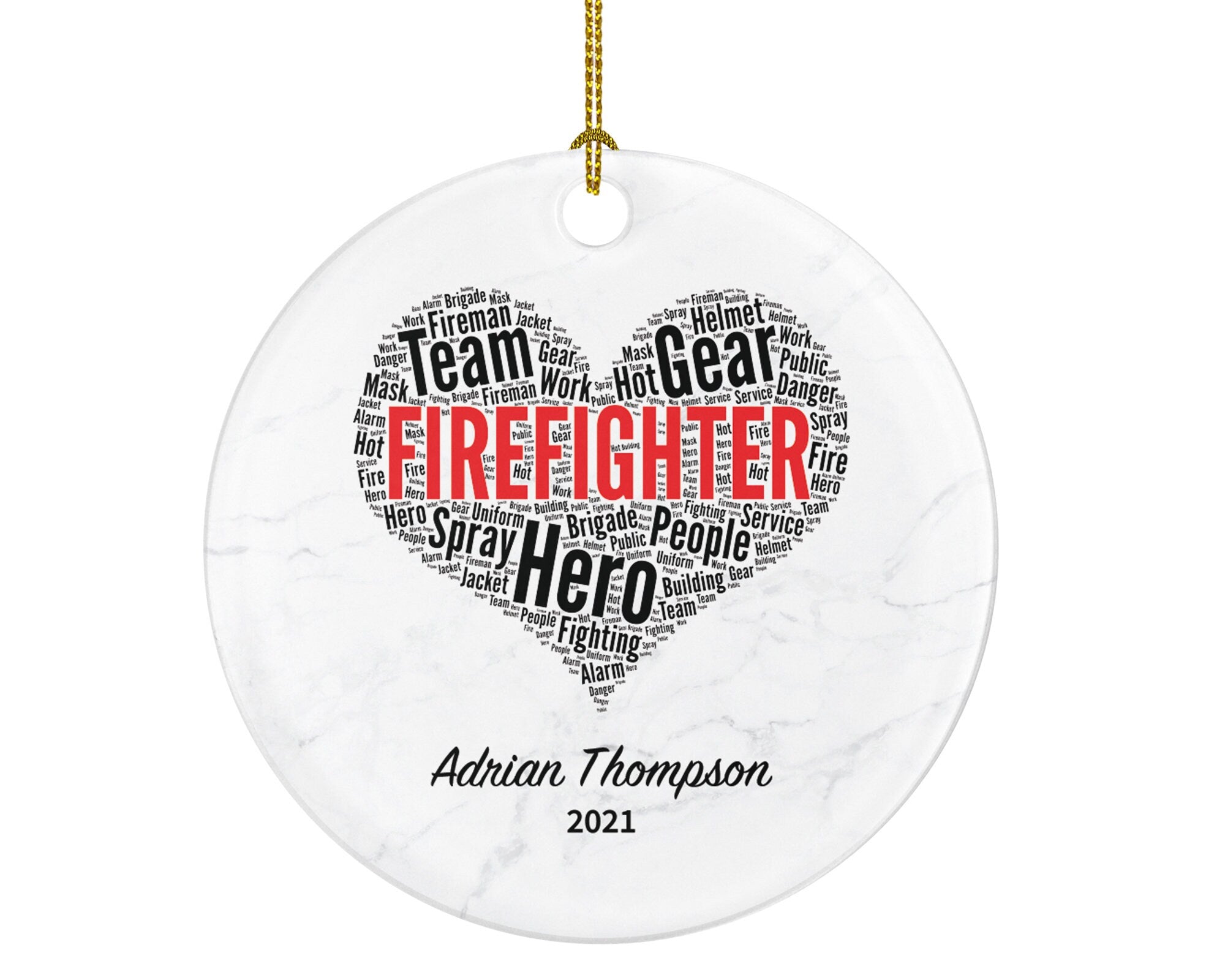Firefighter Christmas Ornament Personalized - First Responder Holiday Custom Firefighter Thank You Gift Prayer for Firefighter Fireman