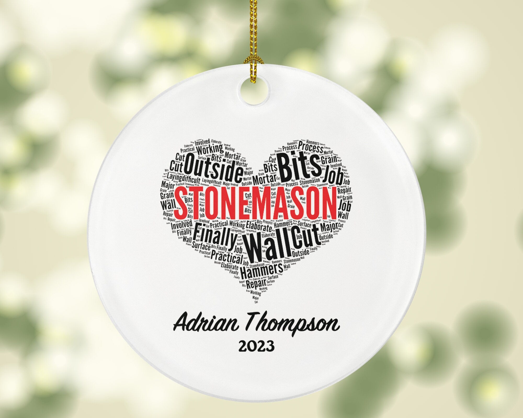 Stonemason Personalized Christmas Ornament - Wall worker Custom Gift