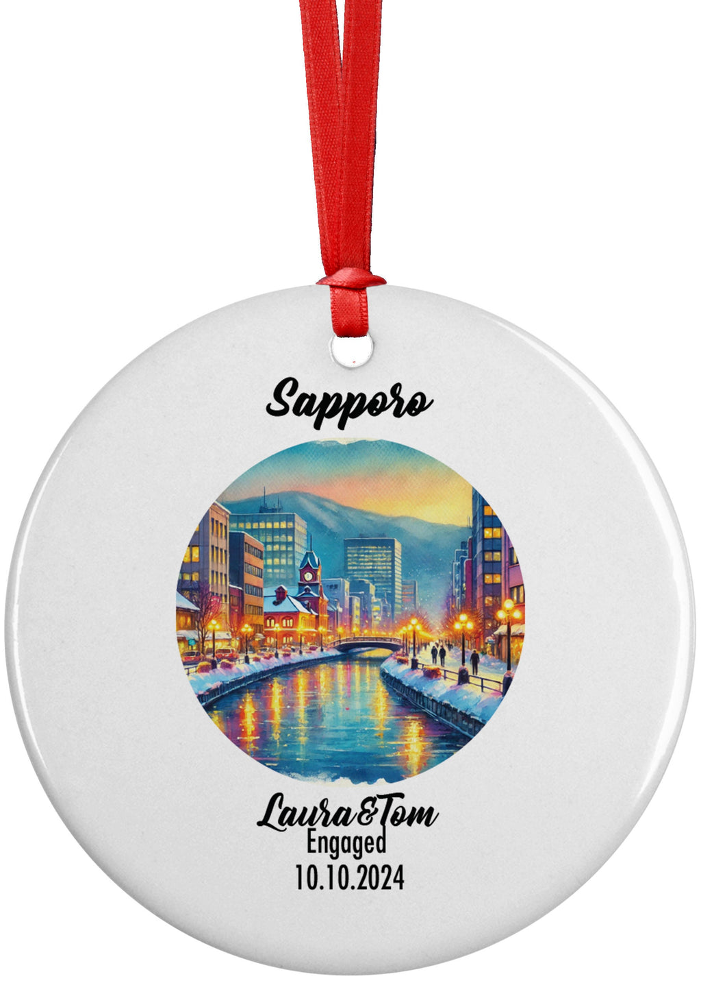 Sapporo, Japan, Ornament, Engagement, Married, Travel, Gift for Engaged Couple, Engagement Gift, Trip, Vacation Souvenir