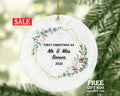 First Christmas as Mr & Mrs Married Couple Christmas Ornament Personalized - Newlywed Christmas First Custom Gift - Greenery