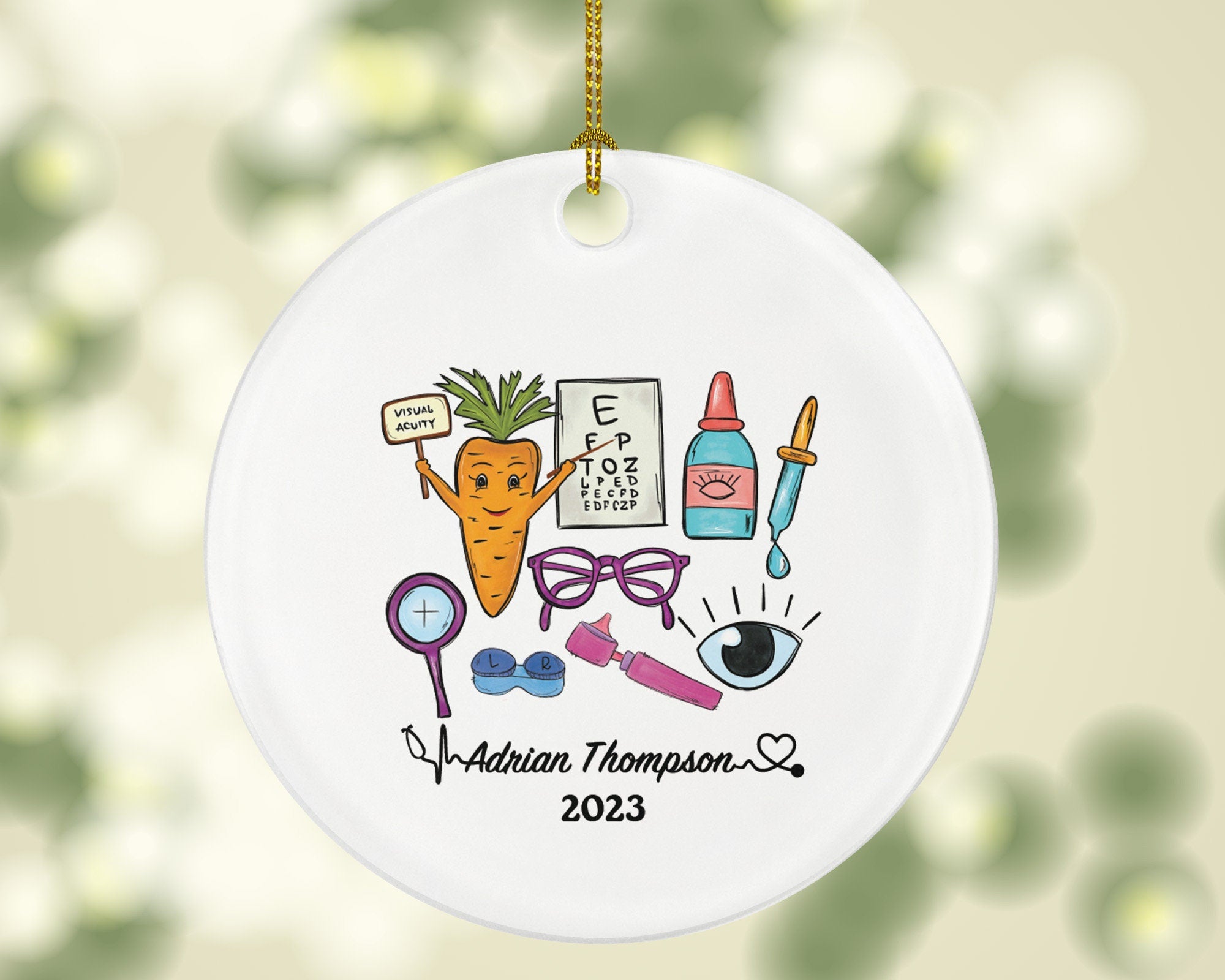 Ophthalmologist Christmas Ornament Personalized - Eyes Seeing Doctor Visual System Gift Graduation Thank You Appreciation Gift