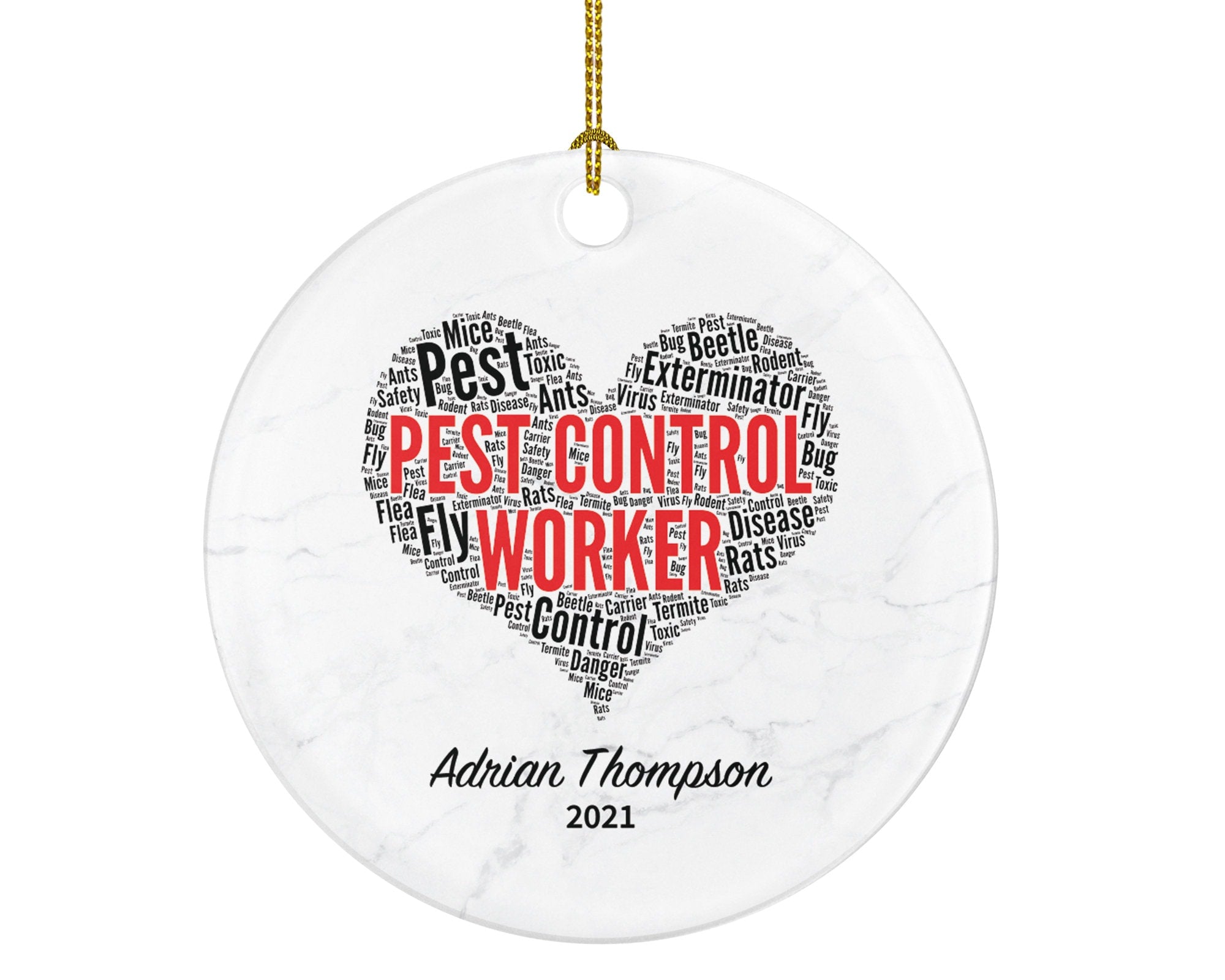 Pest Control Worker Christmas Ornament Personalized -  Pest Control Worker Essential Employee Appreciation Gift Best Pest Control Worker,