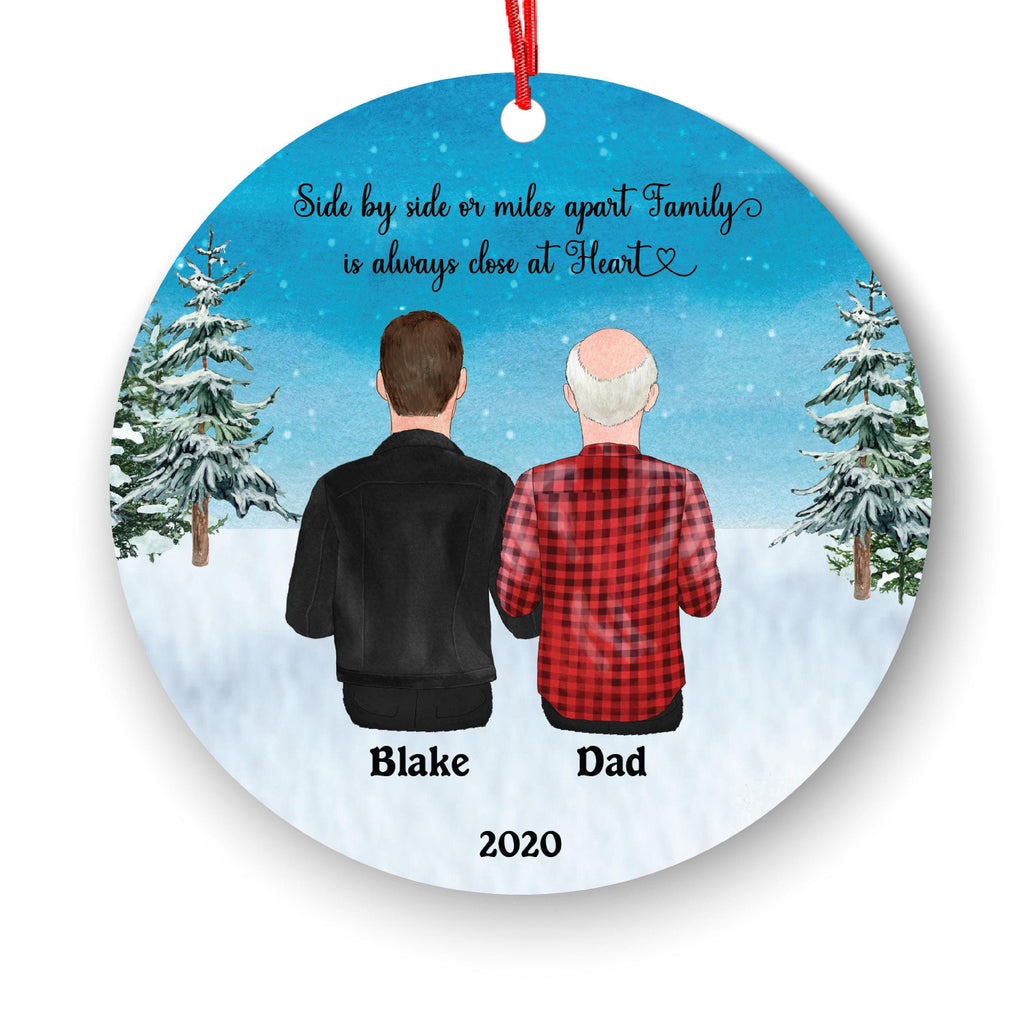 Personalized Family Christmas Ornament - Dad and Son Portrait Ceramic
