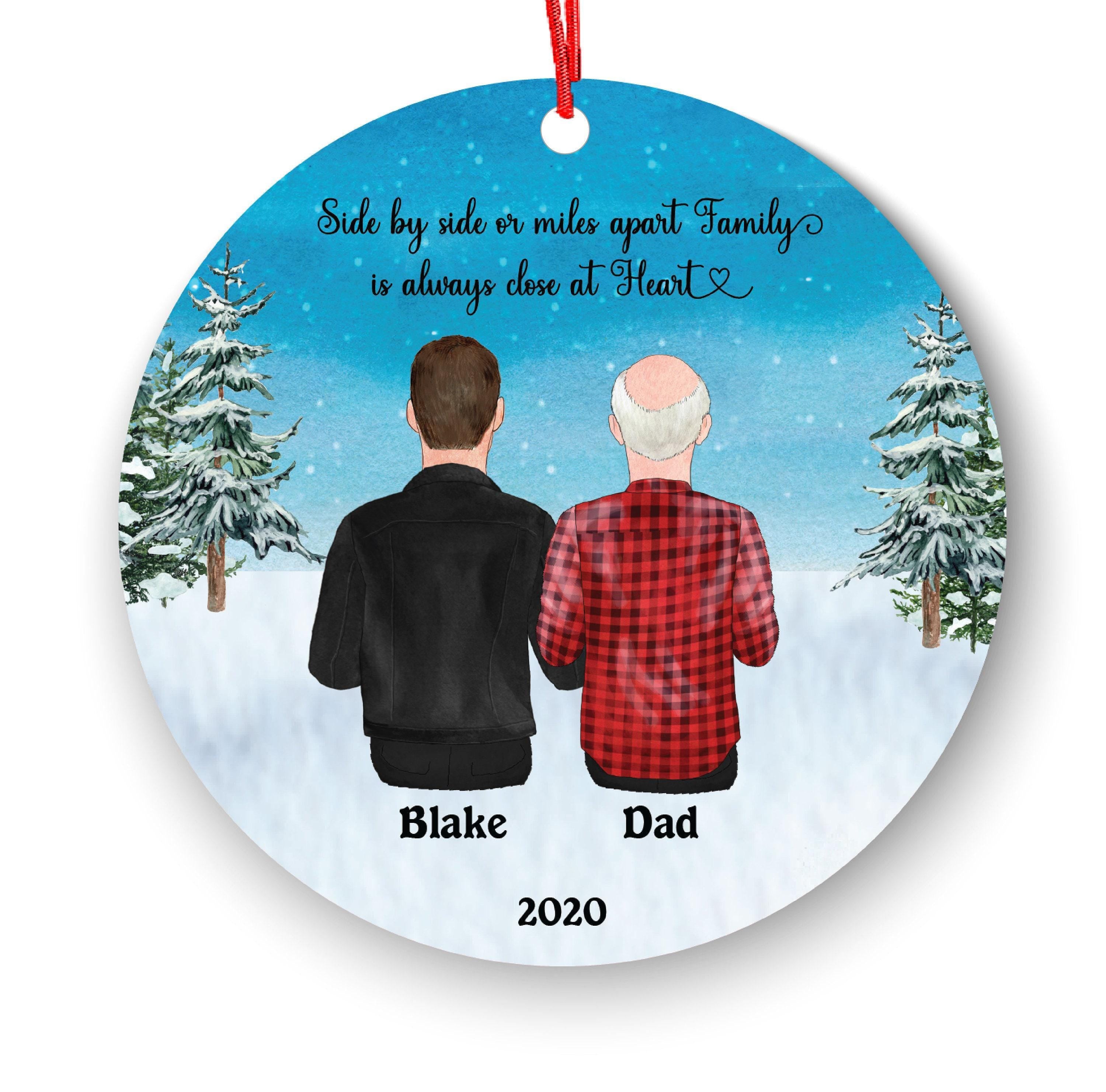 Personalized Family Christmas Ornament - Dad and Son Portrait Ceramic