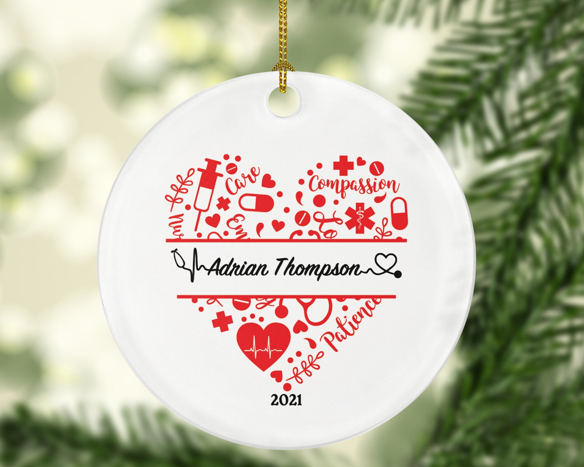 Personalized Medical Doctor Christmas Ornament Health Worker Gift from Patient for Nurse Physician Physical Therapist Practitioner MD RN PT