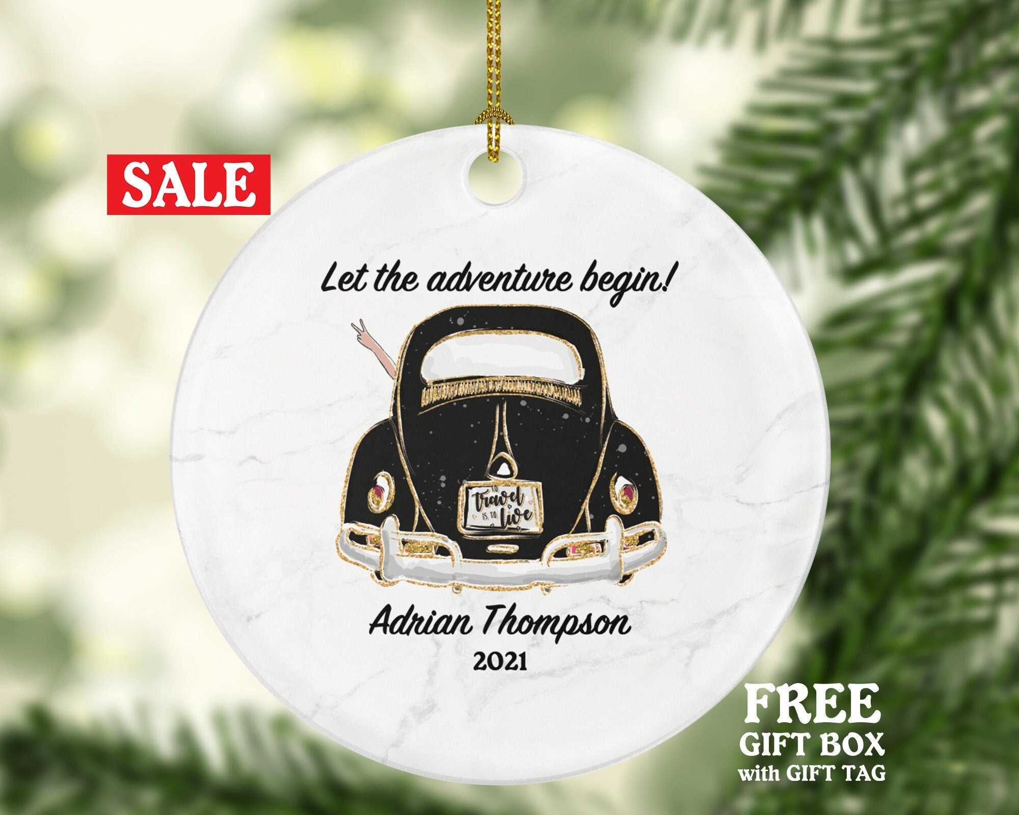 New Driver Christmas Ornament Personalized - Car Driving License Owner Driver's License Plate Custom Gift For Teenage Girl Traveler