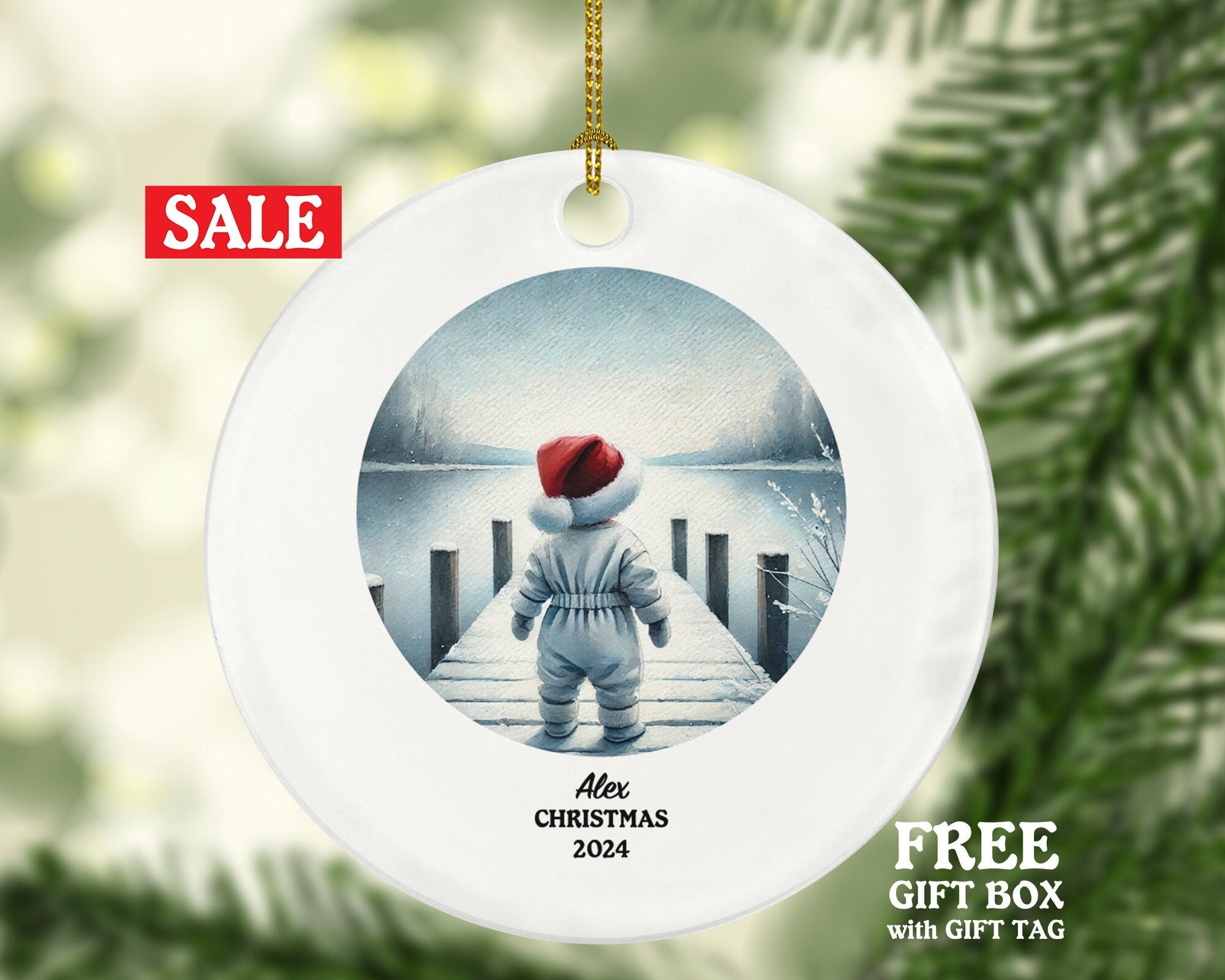 Personalized Christmas Ornament Baby's First New Baby Portrait Parent Girl Boy Mommy Daddy Mom Dad Newborn 1st Gift Custom Name Present