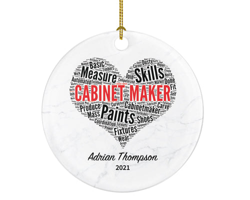 Cabinet Maker Christmas Ornament Personalized -  Construction Cabinet Worker Repair Handy Man Custom Gift