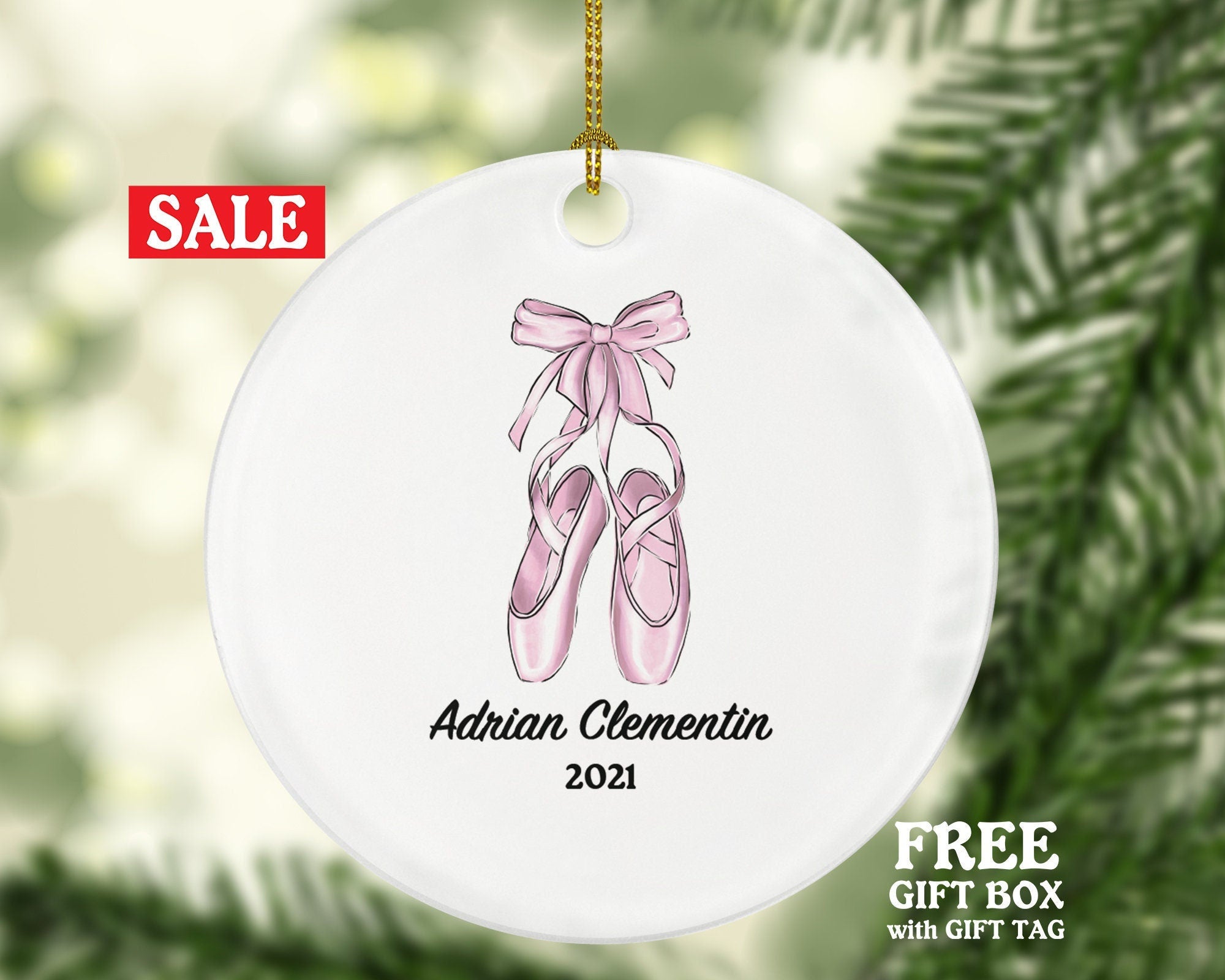 Ballerina Shoes Christmas Ornament Personalized - Gift for Dancer Ballet Dance Do Perform Gift for Ballerina