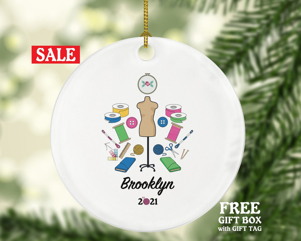 Textile Worker Christmas Ornament Personalized - Fashion, Sewing Lover - Designer Sewer Quilter Stitcher Tailor Custom Gift