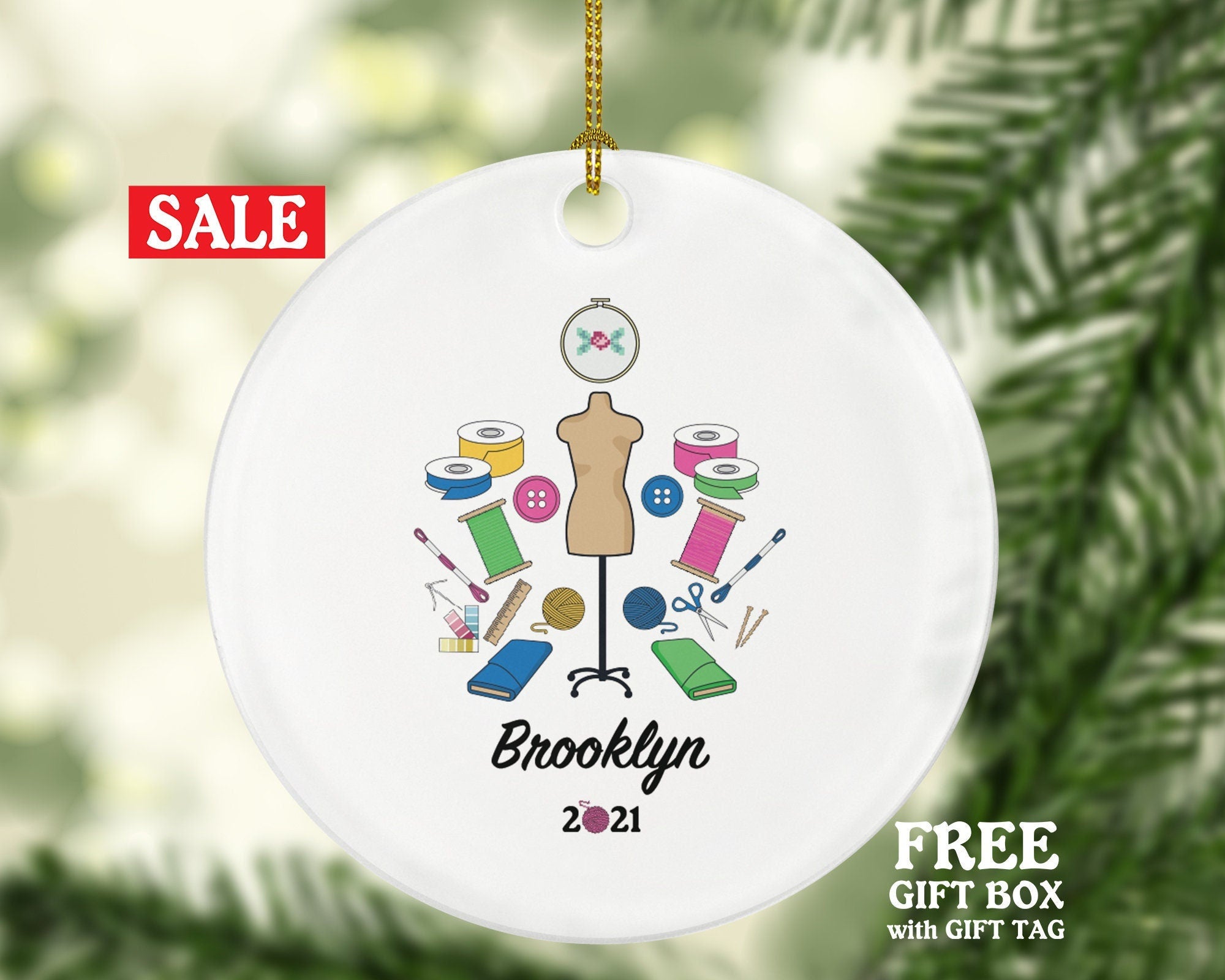 Textile Worker Christmas Ornament Personalized - Fashion, Sewing Lover - Designer Sewer Quilter Stitcher Tailor Custom Gift