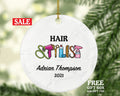 Hair Stylist Christmas Ornament Personalized - Hair Dresser Gift Getting a Hair Cut - Custom Name Year