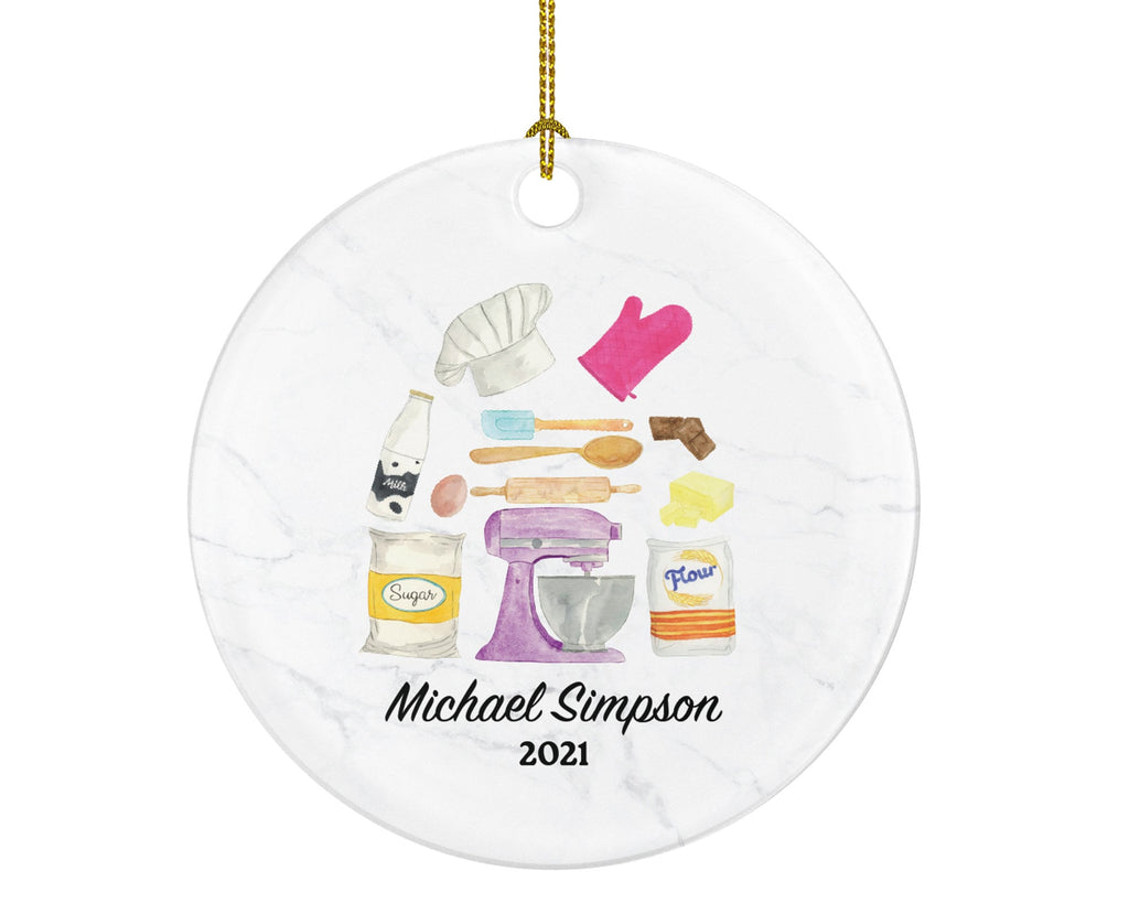 Bakery Personalized Ornament Mixer Egg Baker Pastry Gift for a Chef Custom Name Hand Stand Mixer Cook Cooker Cook Dessert Boss Employee Gift