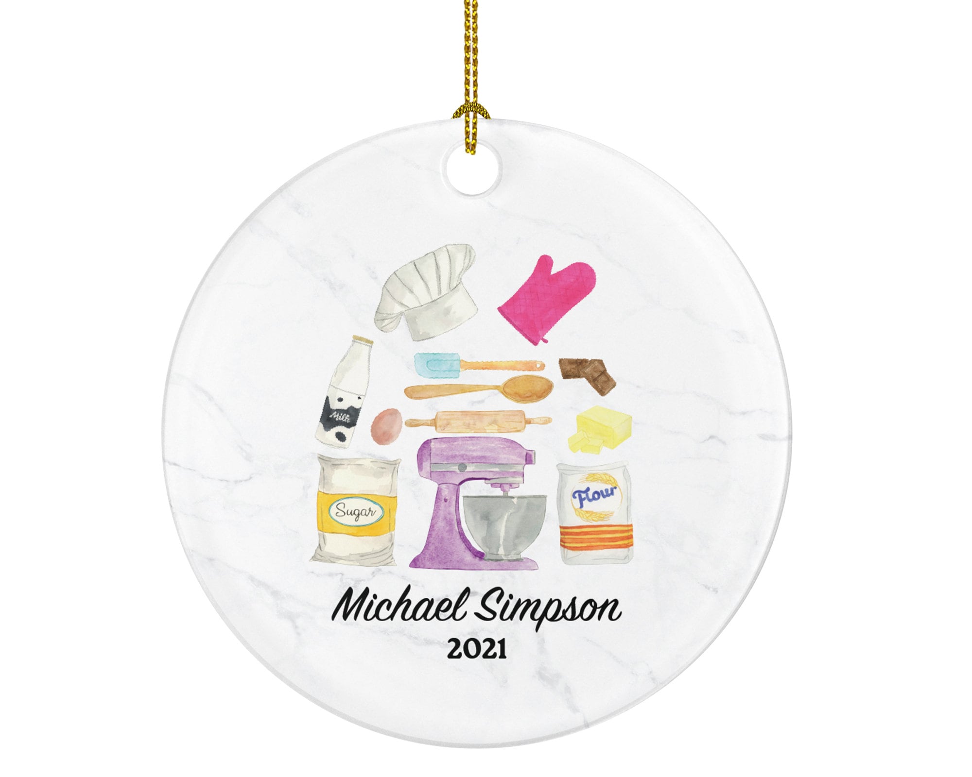 Bakery Personalized Ornament Mixer Egg Baker Pastry Gift for a Chef Custom Name Hand Stand Mixer Cook Cooker Cook Dessert Boss Employee Gift