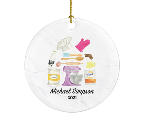 Bakery Personalized Ornament Mixer Egg Baker Pastry Gift for a Chef Custom Name Hand Stand Mixer Cook Cooker Cook Dessert Boss Employee Gift