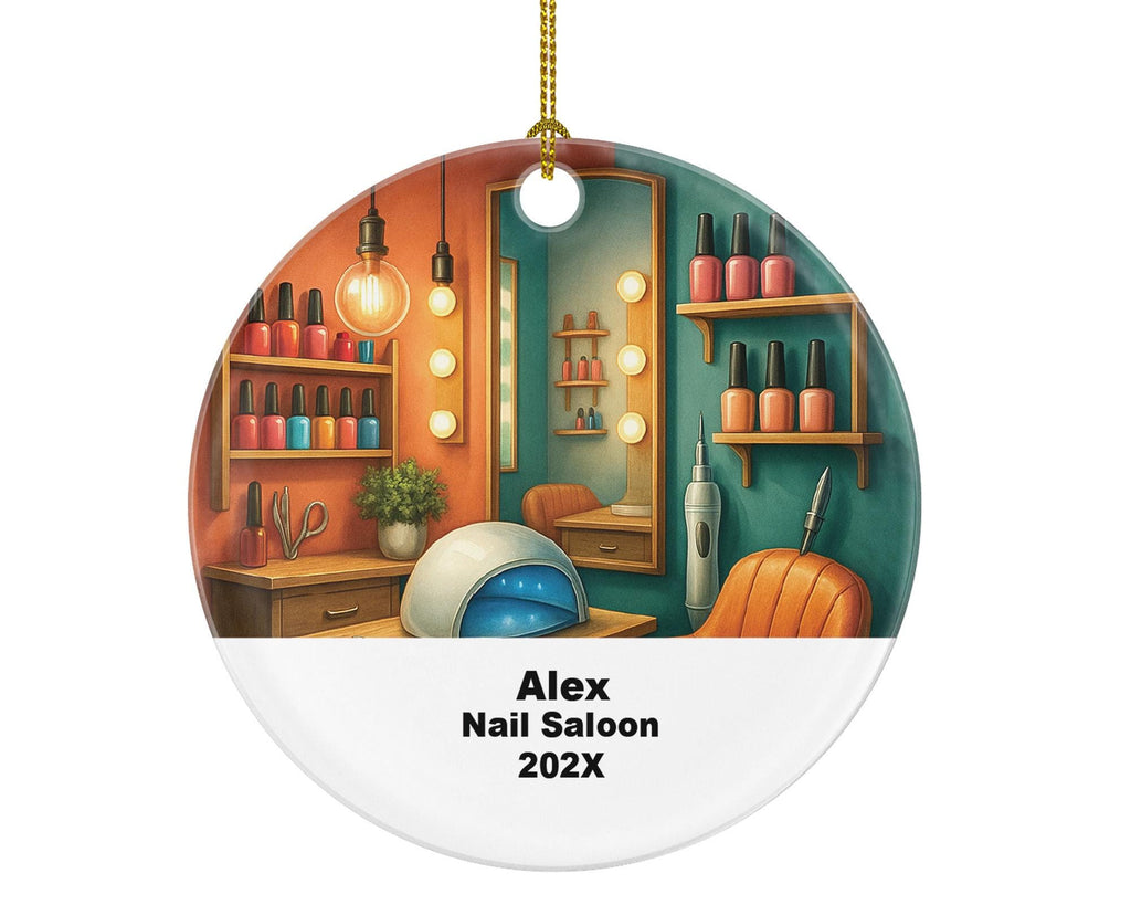 Personalized Nail Salon Ornament – Custom Nail Tech Gift – Manicurist and Beauty Spa Ornament with Name and Year