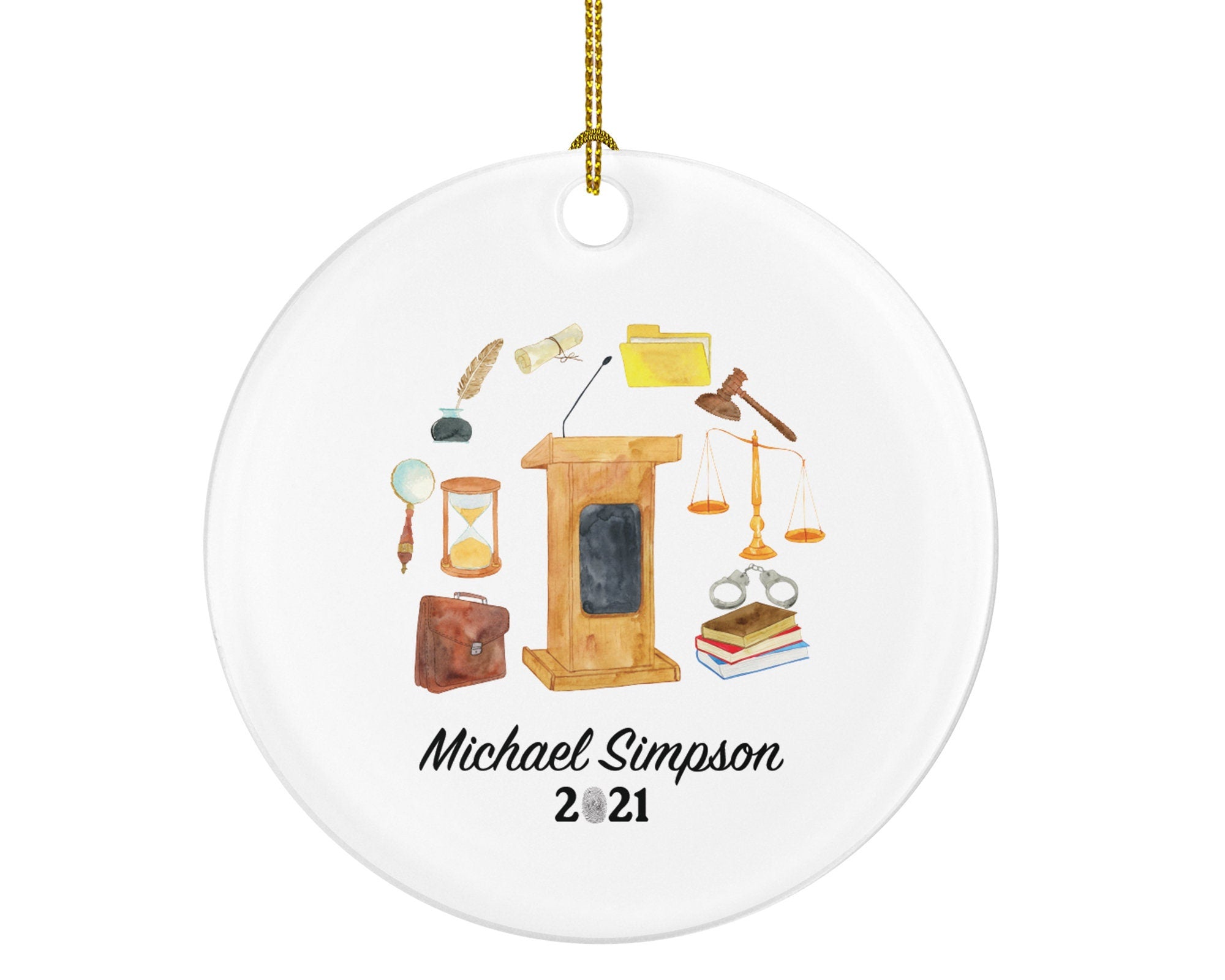 Lawyer Attorney at Law Judge Christmas Ornament Personalized , Custom Lawyer Gift