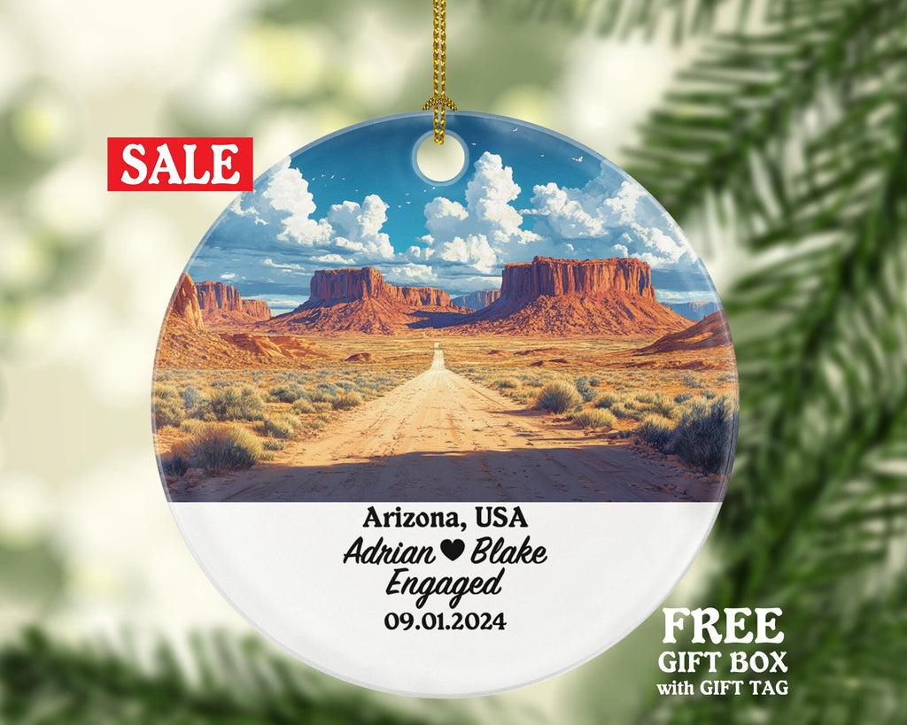 Arizona Christmas Ornament Personalized - AZ Engaged Married Family Together Couple Travel Honeymoon Engagement Marriage