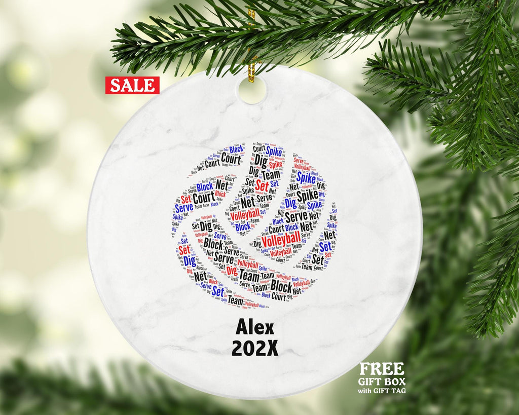Personalized Volleyball Ornament – Custom Sports Gift for Players, Coaches, and Teams – Word Art Keepsake