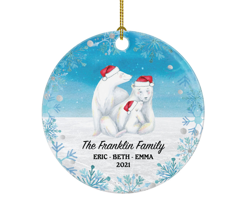 Family of 3 Christmas Ornament Personalized - Parents Mother Father Child Girl Boy Mom Dad Gift - Bear Family