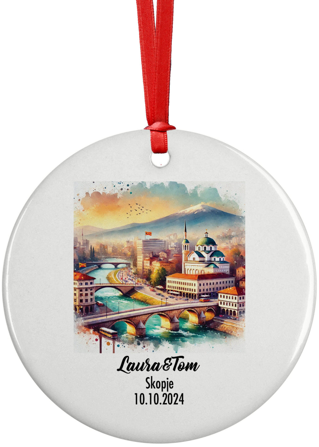 Skopje, Macedonia, Ornament, Engagement, Married, Travel, Gift for Engaged Couple, Engagement Gift, Trip, Vacation Souvenir