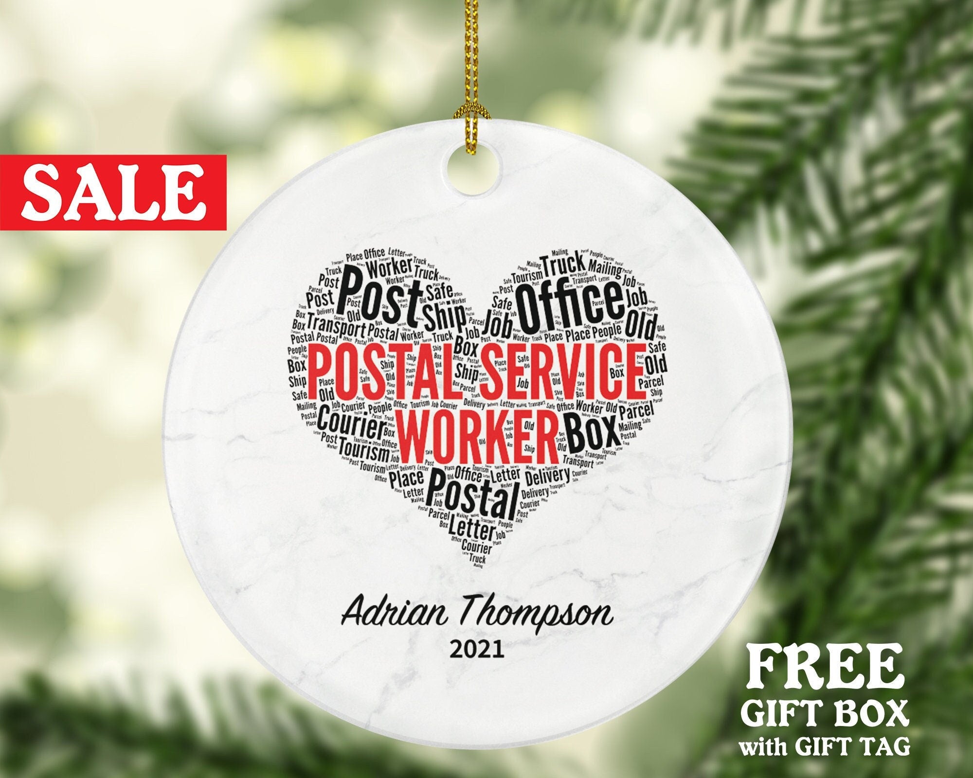 Postal Service Worker Mail Carrier Truck Christmas Ornament - Mailman Appreciation Gift Thank You Essential Worker Holiday