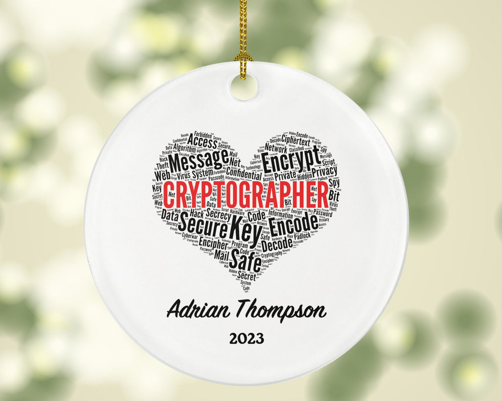Cryptographer Christmas Ornament Personalized - Security Encode Encrypt Safe Secure Code Custom Gift