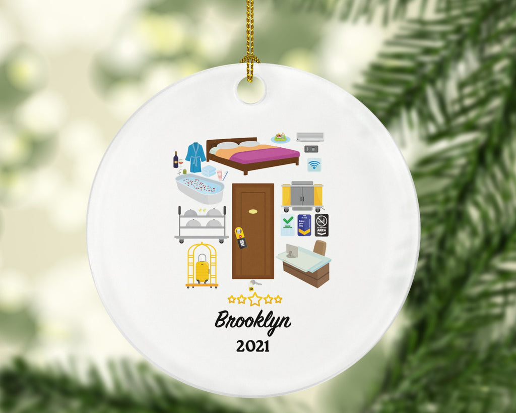 Hotel Worker Christmas Ornament Personalized - Gift for a Hotel Employee Employer Manager Housekeeper Custom Name