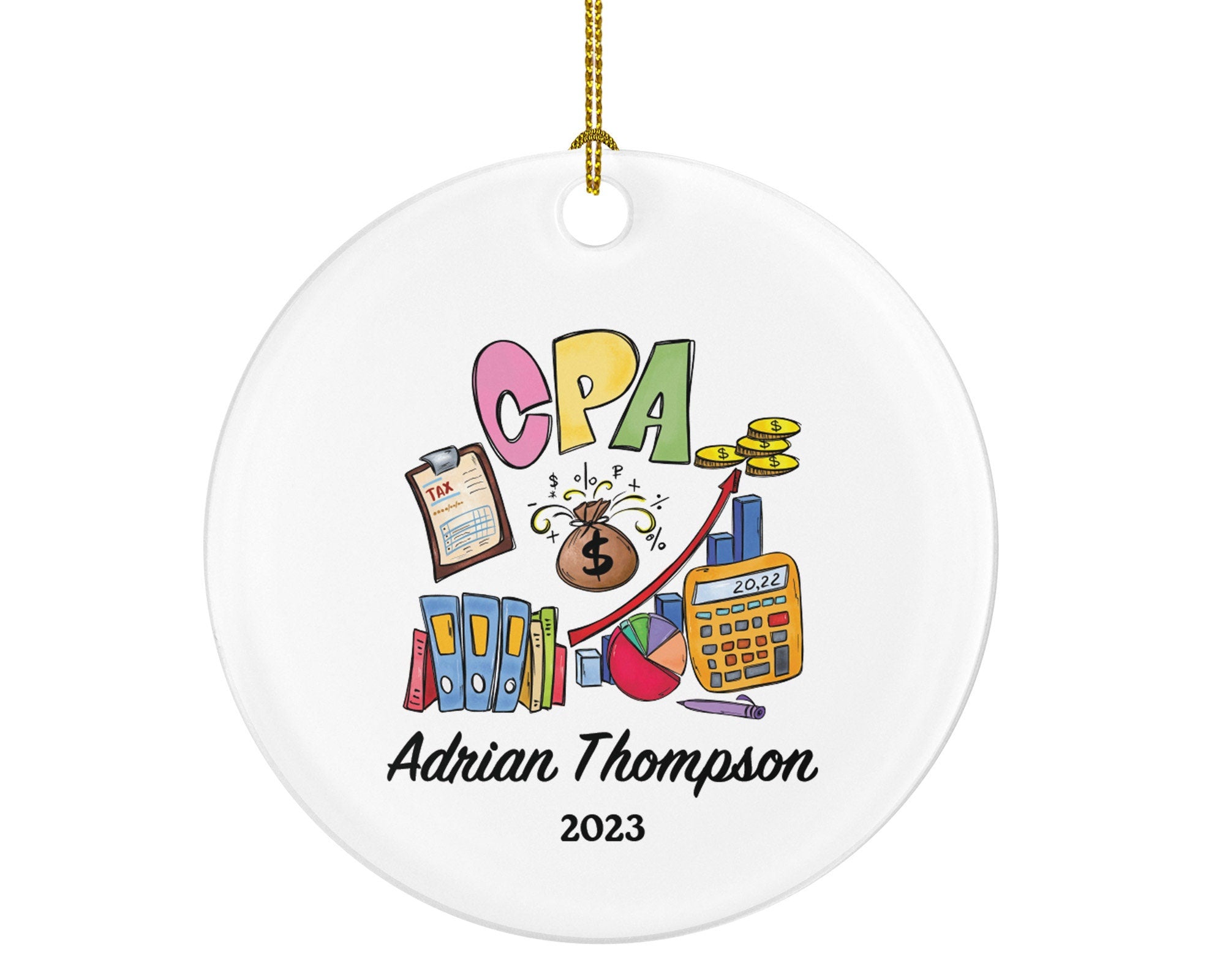 CPA Certified Public Accountant Ornament Personalized - Accounting Christmas Gift for an Accountant Custom Name