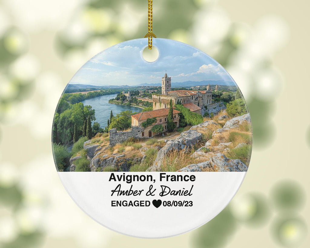 Personalized Avignon France Christmas Ornament, Pont Saint-Bénézet, Mr & Mrs Wedding, Engagement, or Honeymoon Keepsake for Couples