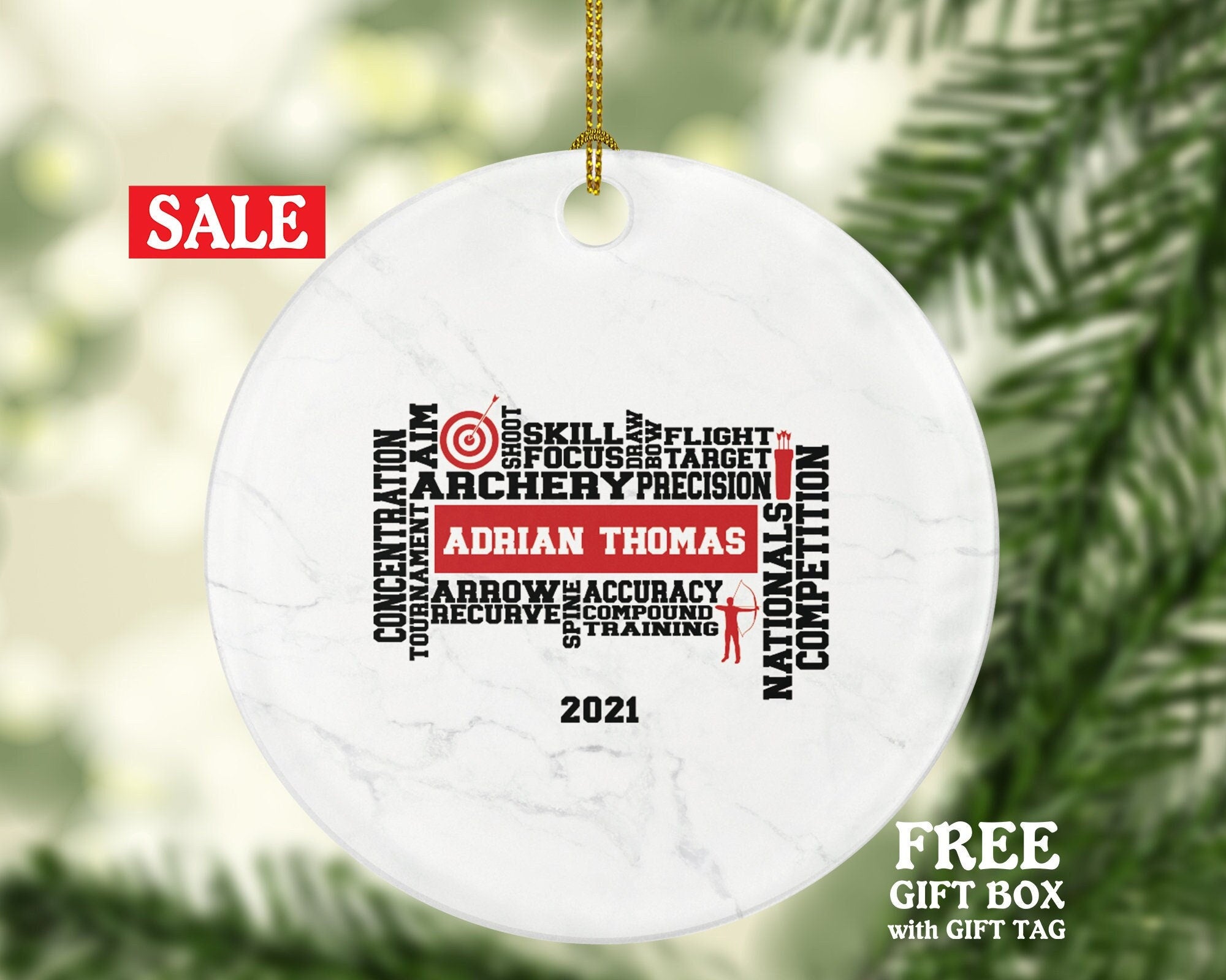Archery Christmas Ornament Personalized - Gift for Archer
