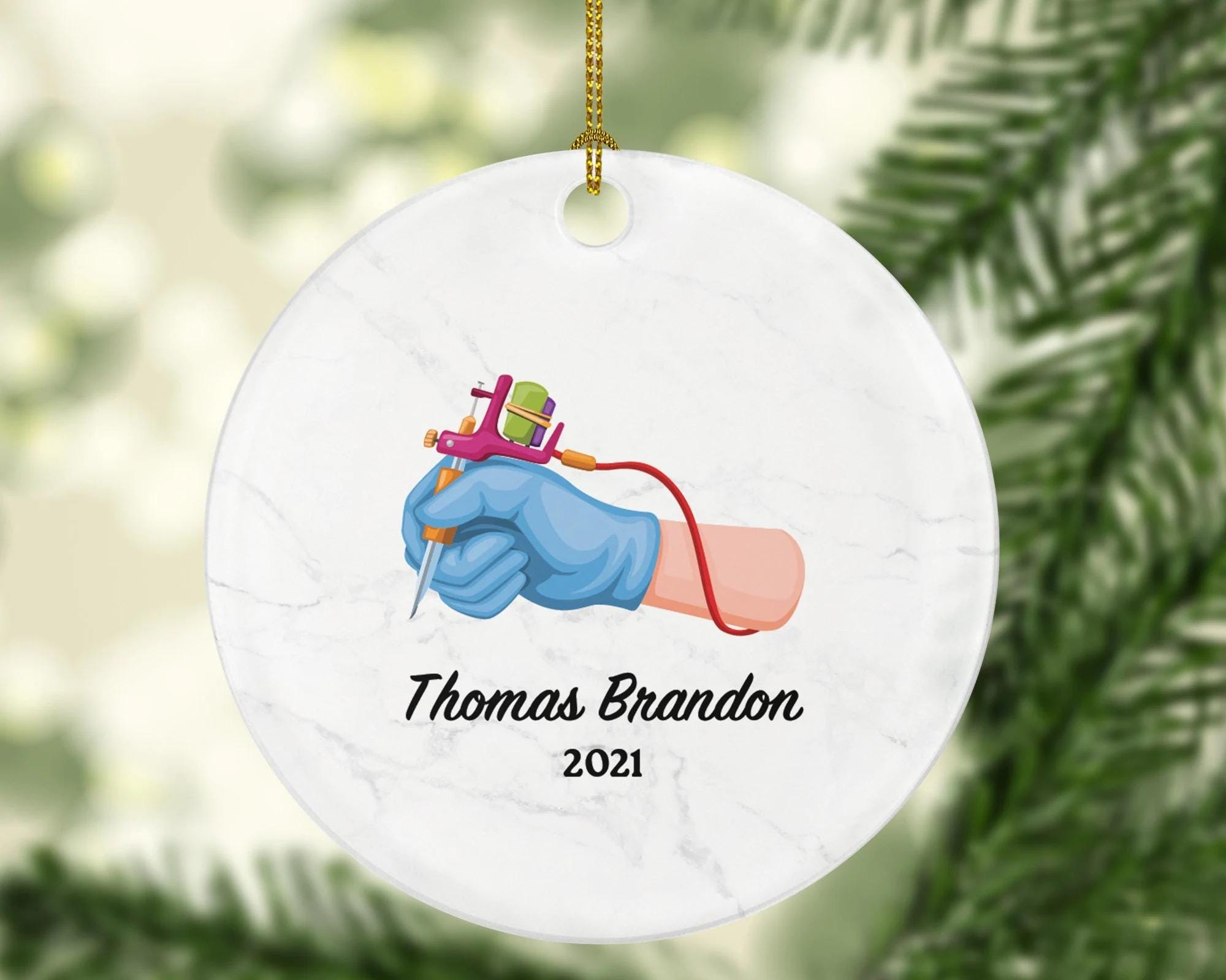 Tattoo Artist Christmas Ornament Personalized - Tattoo Creating Specialist Tattooing Gift - Custom Name Year