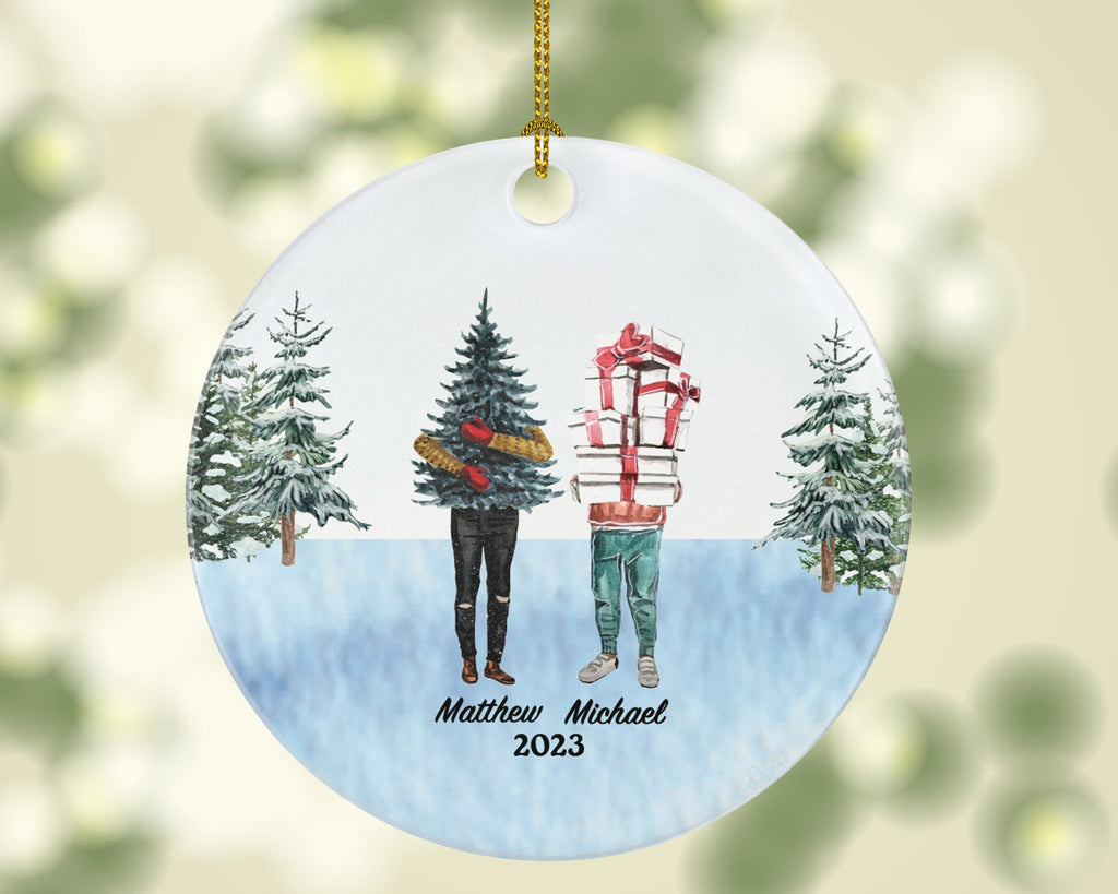 Gay Couple Christmas Ornament / Personalized Portrait Love is Love Same Sex Pride