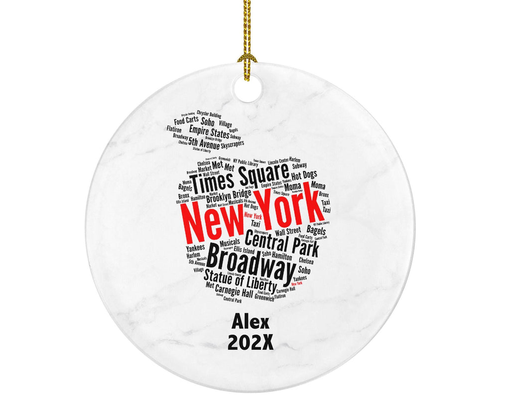 Personalized New York City Christmas Ornament – Custom Travel Keepsake – NYC Souvenir Gift – Times Square Broadway Holiday Ornament