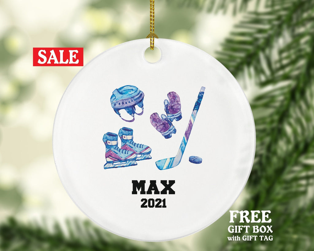 Personalized Hockey Ornament for your Hockey Player - Hockey Player Team Gift with Name and Year