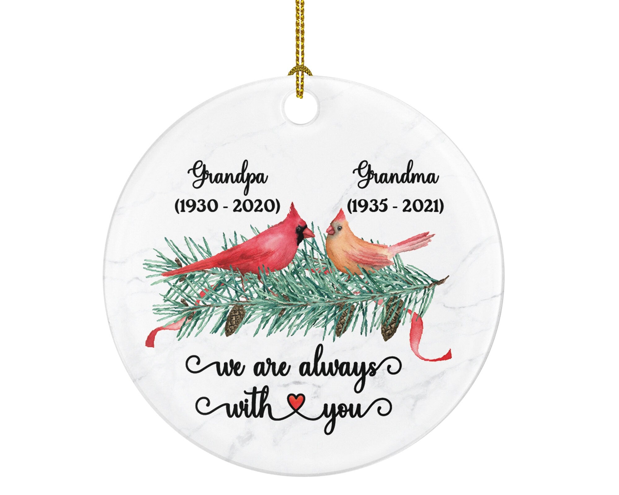 Memorial Ornament, Floating Christmas In Memory of a Remembrance Gift We are Always with You Personalized Couple, Custom Grandparent
