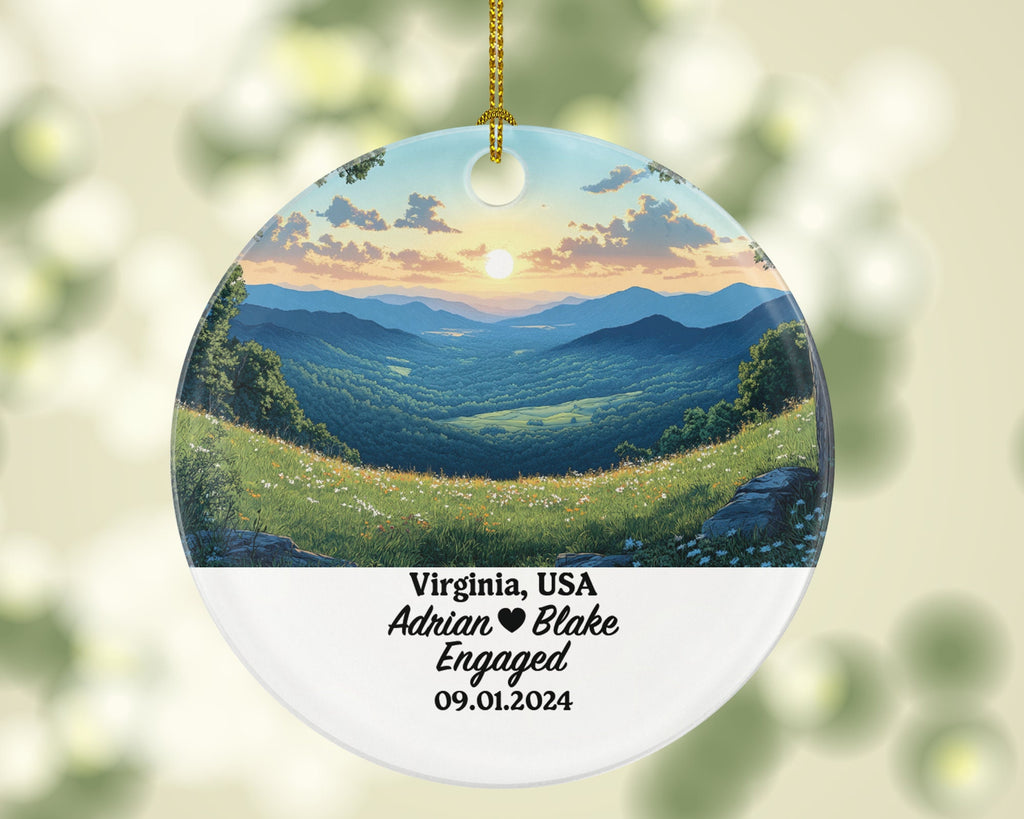 Virginia Christmas Ornament Personalized - VA Engaged Married Family Together Couple Travel Honeymoon Engagement Marriage