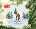 First Christmas Engaged Personalized Ornament - Engagement Announcement Couple Gift - Winter Couple in Snow