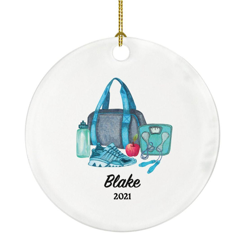 Workout Fitness Pilates Yoga Personalized Christmas Ornament - Personal Fitness Trainer Custom Healthy Lifestyle Training Exercise