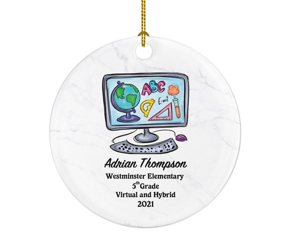 Virtual Grade Graduation Online Learning Christmas Ornament Personalized - Boy or Girl Online Schooling Remote School