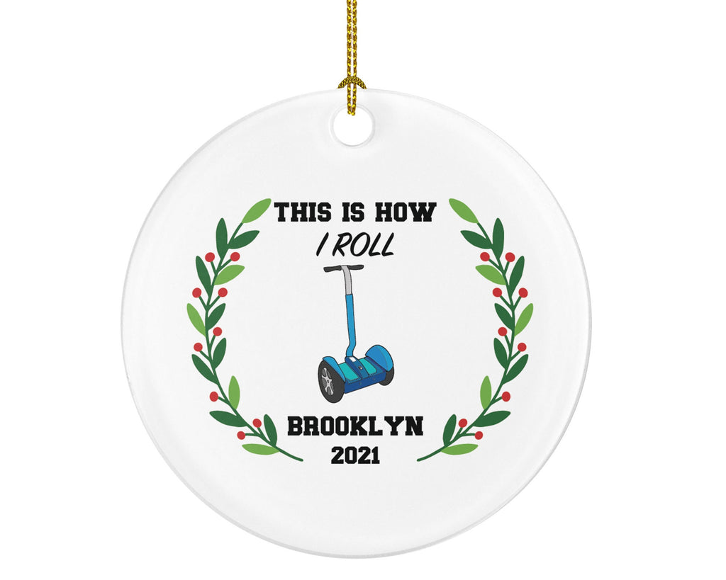 Electric Scooter Christmas Ornament Personalized - Hoverboard Riding Scooter Gift Motorized Kids Balance Board Wheel Scooter, Segway