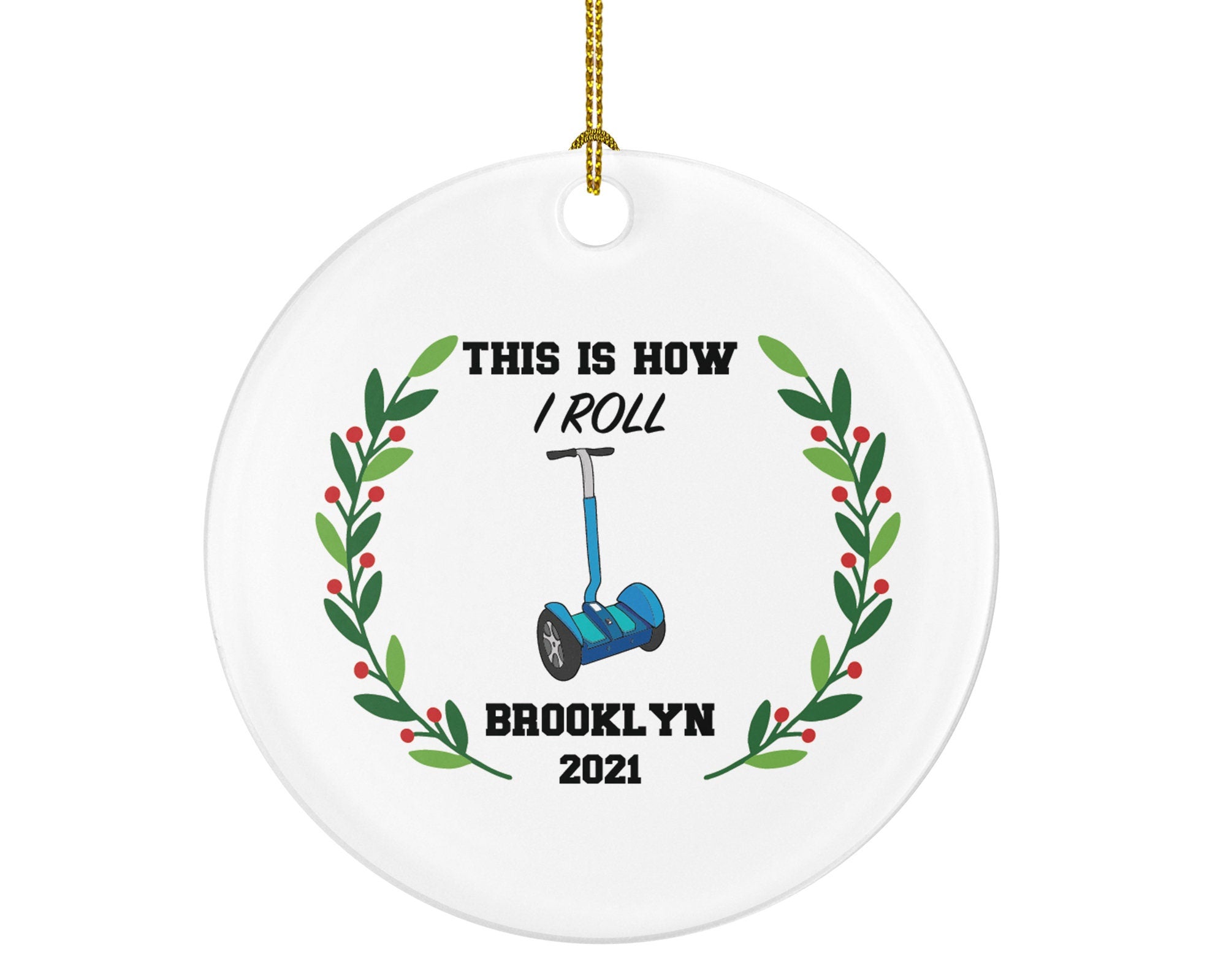 Electric Scooter Christmas Ornament Personalized - Hoverboard Riding Scooter Gift Motorized Kids Balance Board Wheel Scooter, Segway