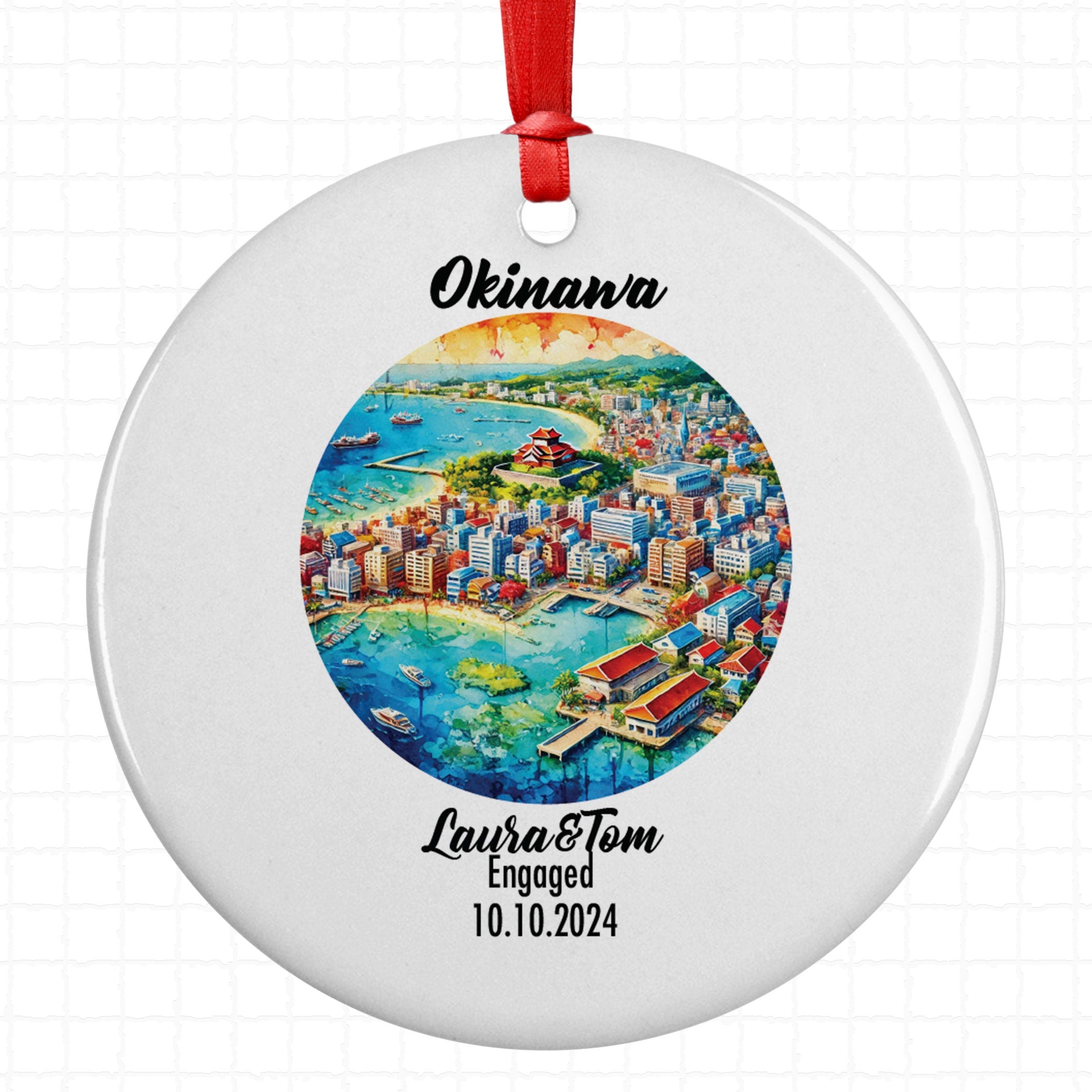 Okinawa, Japan Ornament, Engagement, Married, Travel, Gift for Engaged Couple, Engagement Gift, Trip, Vacation Souvenir